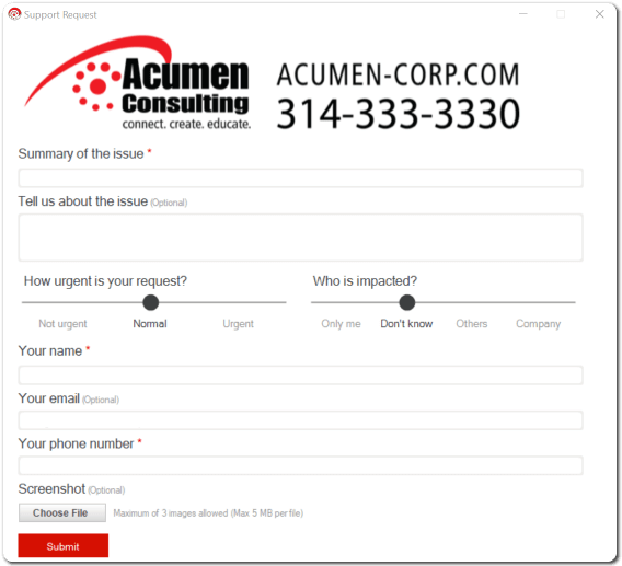 Create a Ticket - Support Request Create a Ticket - Support Request